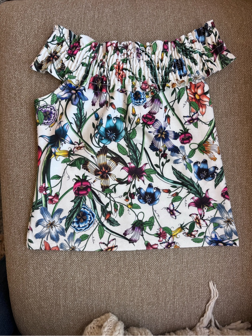 Zara Trafic Off-Shoulder Floral Women’s Top in White